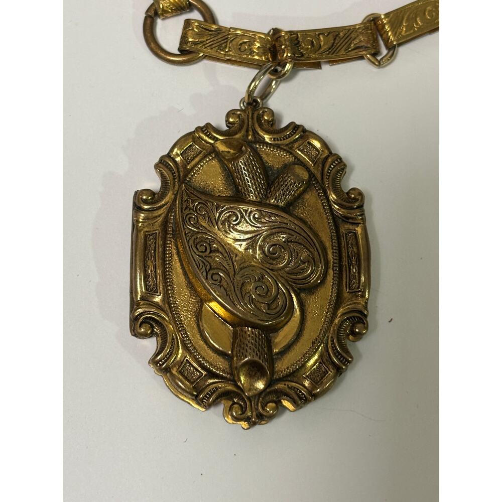 Vintage Antique Art Nouveau Pendant Necklace Book Chain - Picture 4 of 11